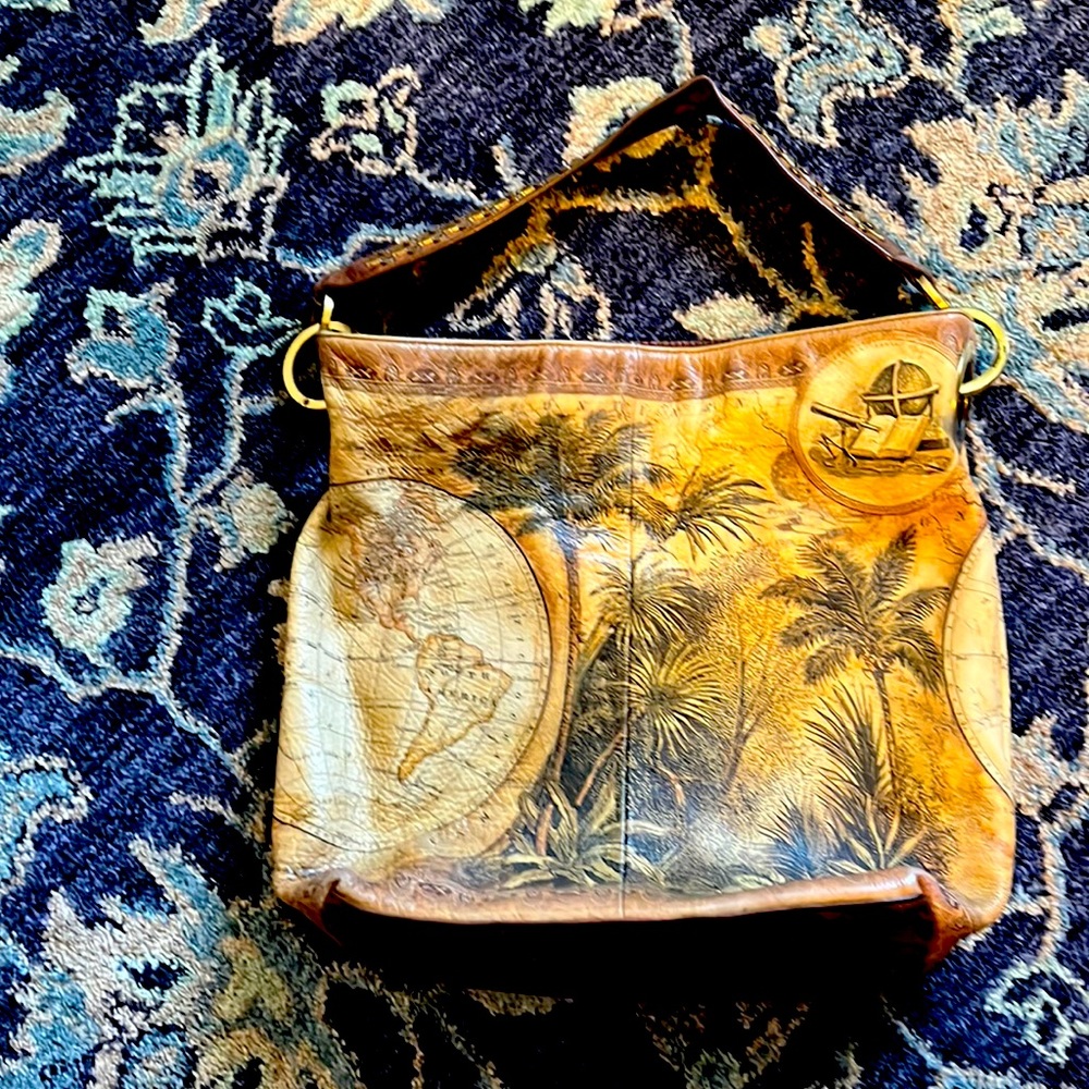 Icon leather bag-art on leather